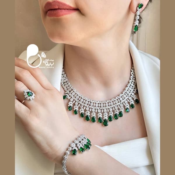 سرویس زمردی سوپر فول جواهری وارداتی