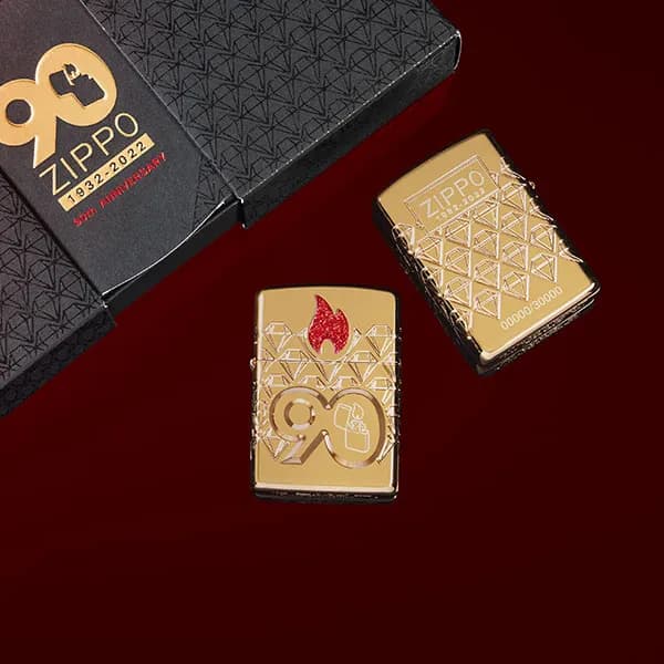 زیپو لیمیتد اصل طلایی کد 49866 (90 سالگی zippo) — تصویر ۳
