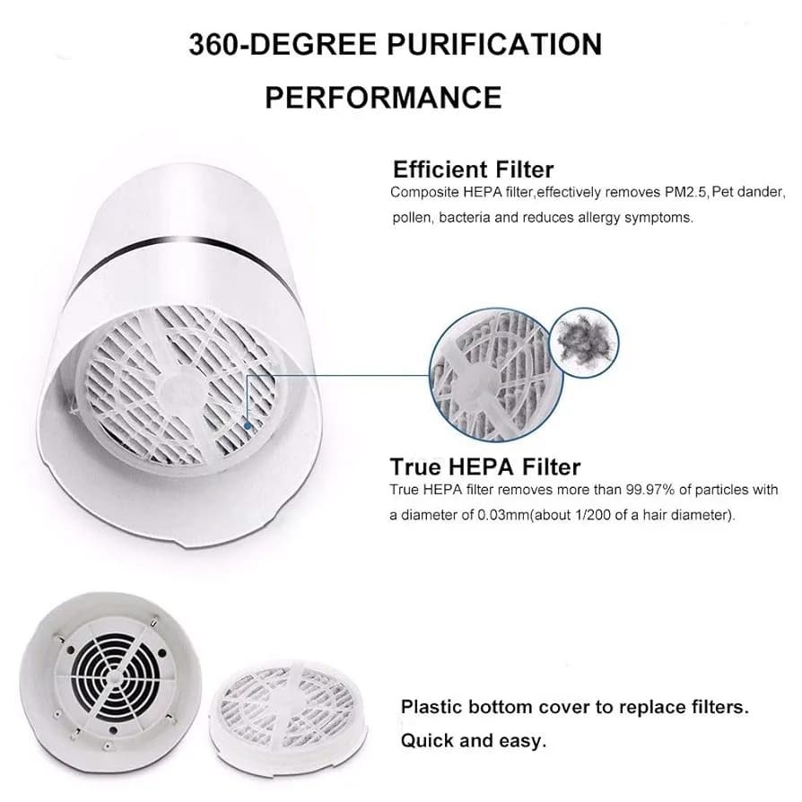 دستگاه تصفیه هوای خانگی JINPUS با فیلتر HEPA و چراغ خواب LED — تصویر ۵