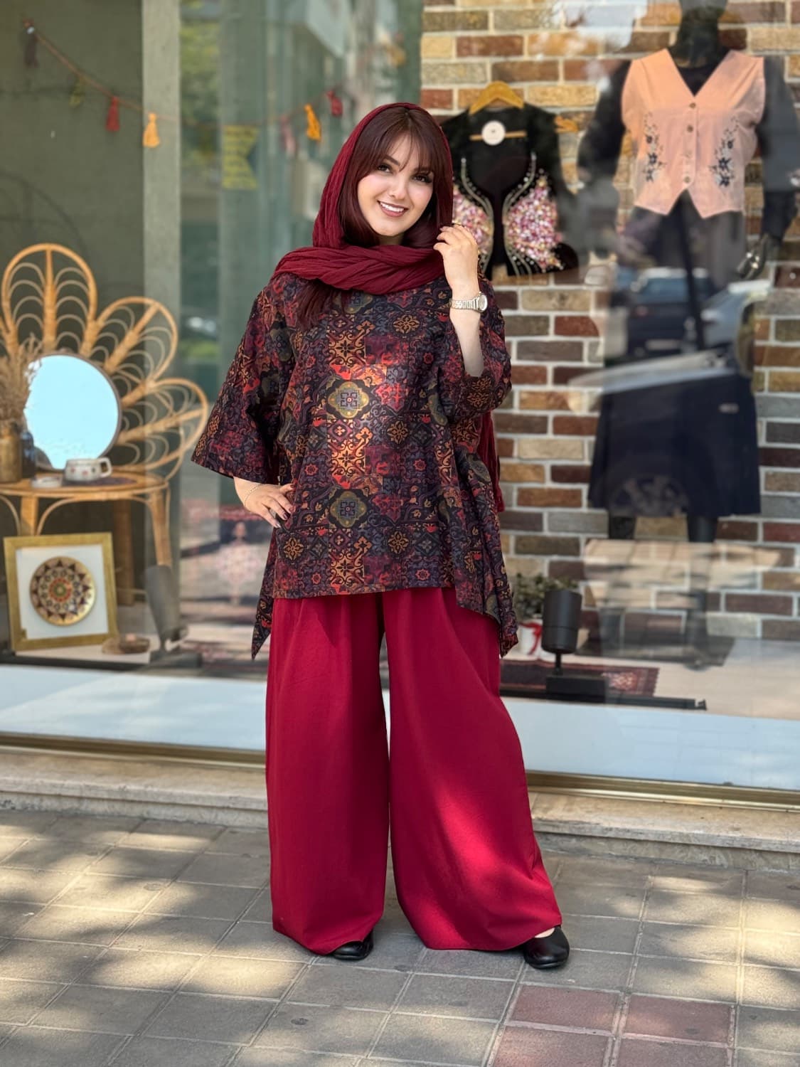 دامن شلواری زرشکی