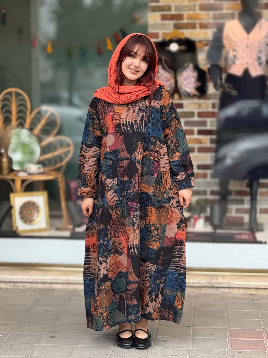 پیراهن آیگل طرح چاپی آجری مشکی