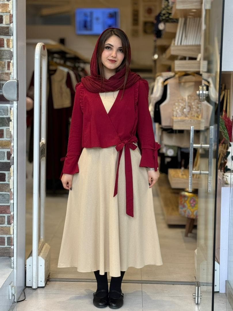 کت و سارافون ساغر زرشکی کرم