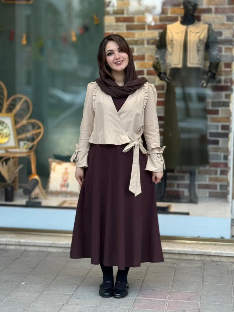 کت و سارافون ساغر کرم قهوه ای