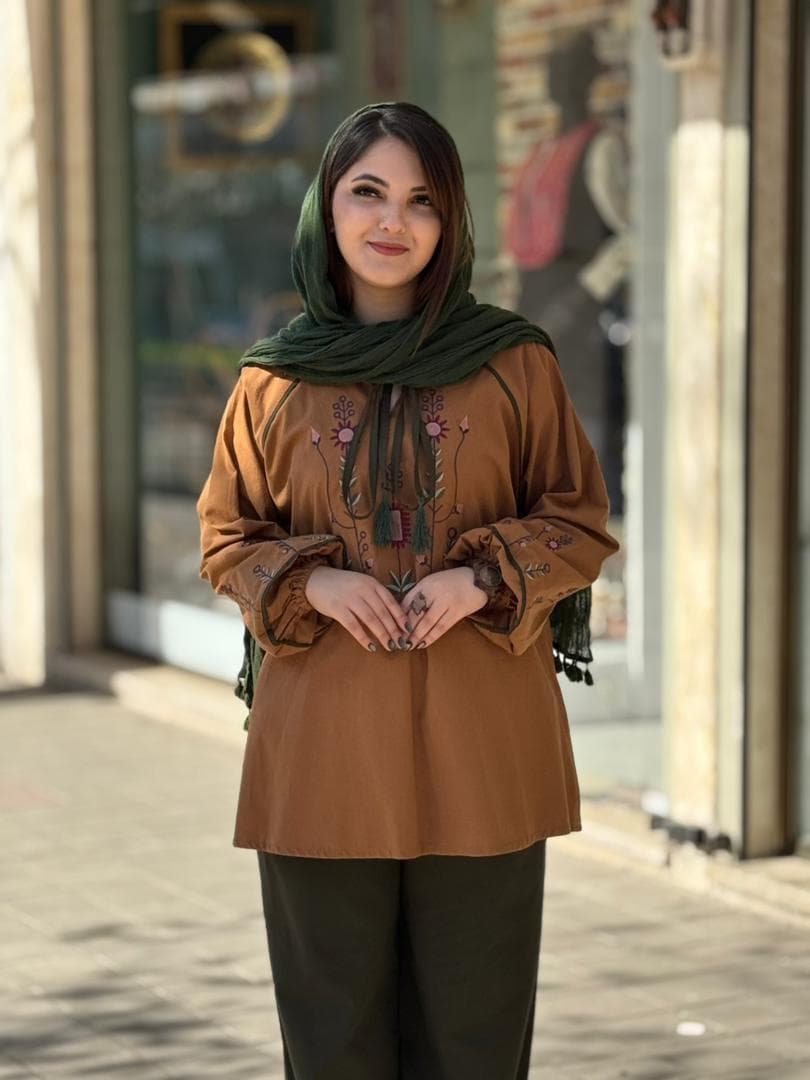ست دو تیکه باران حنایی یشمی — تصویر ۳