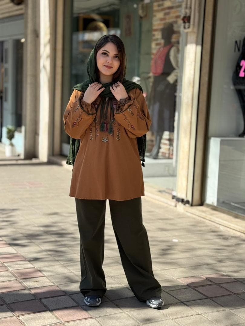 ست دو تیکه باران حنایی یشمی