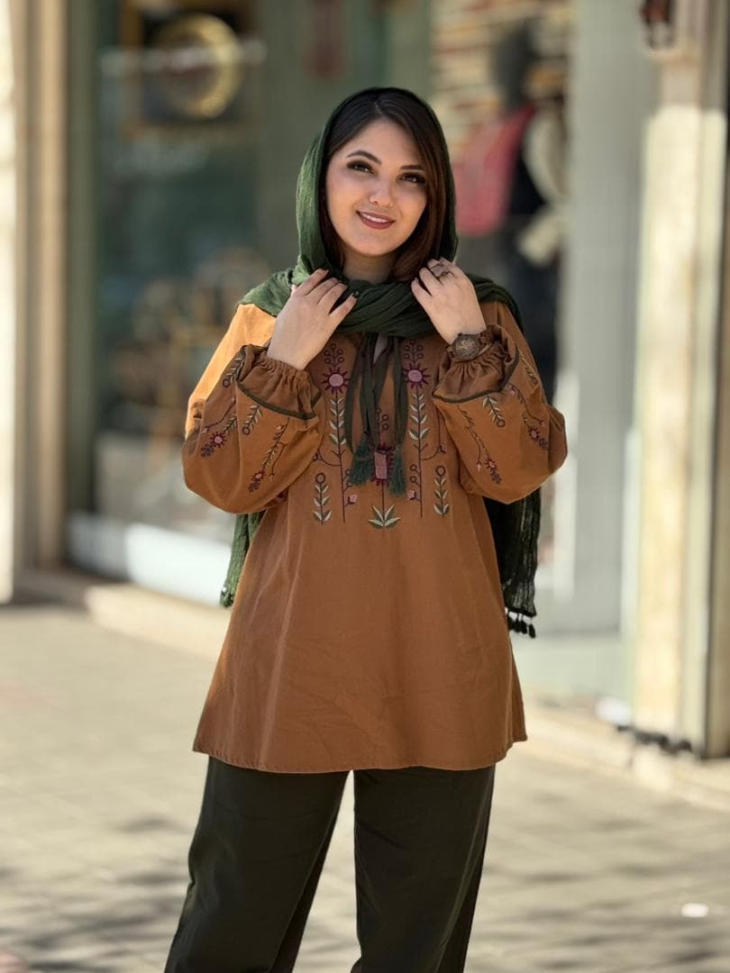 ست دو تیکه باران حنایی یشمی — تصویر ۲