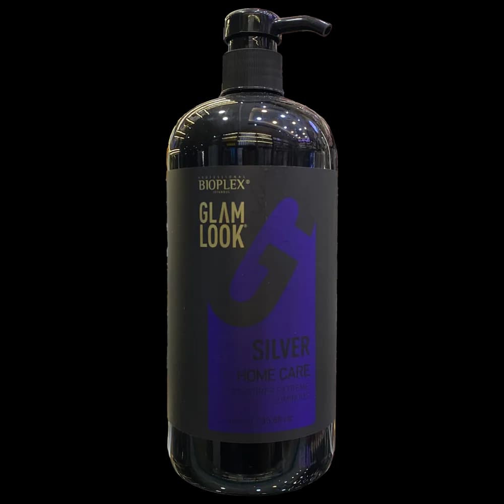 شامپو بنفش بیوپلیکس Bioplex مدل Glam Look Silver حجم 1000 میل | مخصوص موهای بلوند، دکلره و نقره‌ای