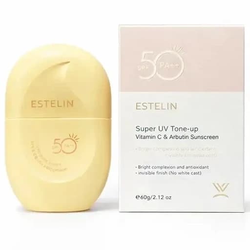 کرم ضد آفتاب رنگی و روشن کننده ESTELIN Super UV Tone up SPF50+ PA+++ با ویتامین C و آربوتین
