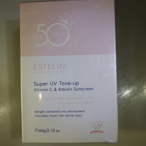 کرم ضد آفتاب رنگی و روشن کننده ESTELIN Super UV Tone up SPF50+ PA+++ با ویتامین C و آربوتین — تصویر ۶