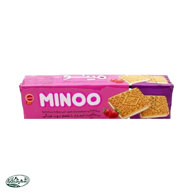 بیسکویت کرمدار توت فرنگی مینو 117گ