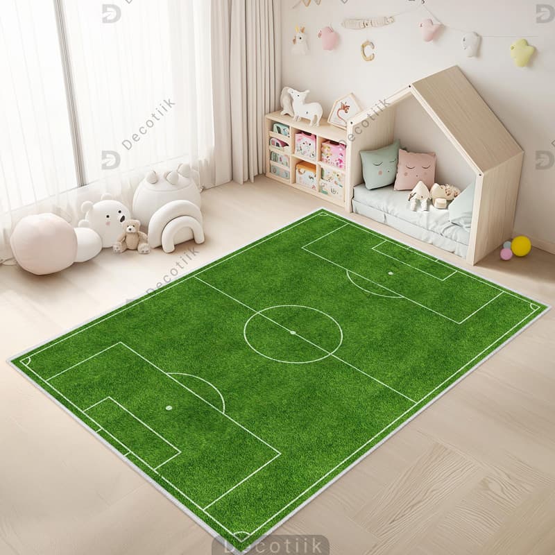 فرش چاپی فوتبالی طرح زمین فوتبال چمن DK-1091