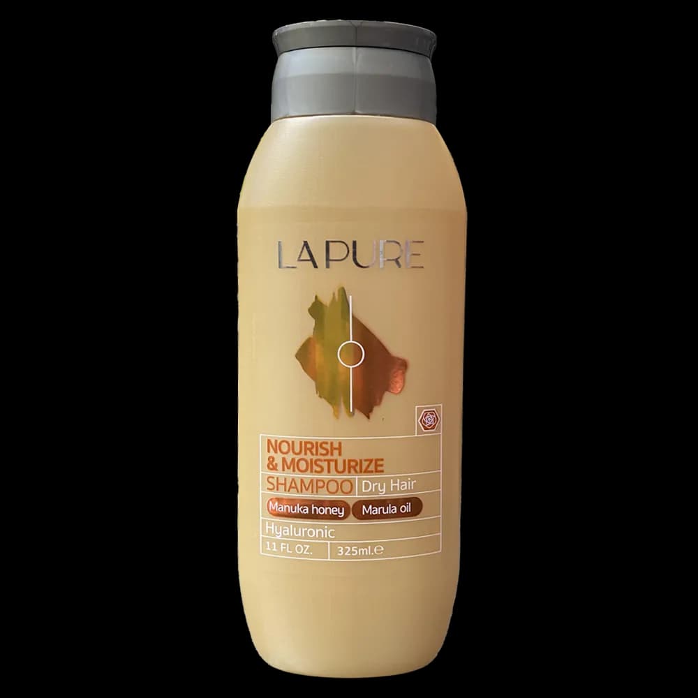 شامپو مغذی و آبرسان موی خشک لپیور LAPURE حاوی روغن مارولا و عسل حجم 325 میل | تقویت کننده و نرم کننده مو