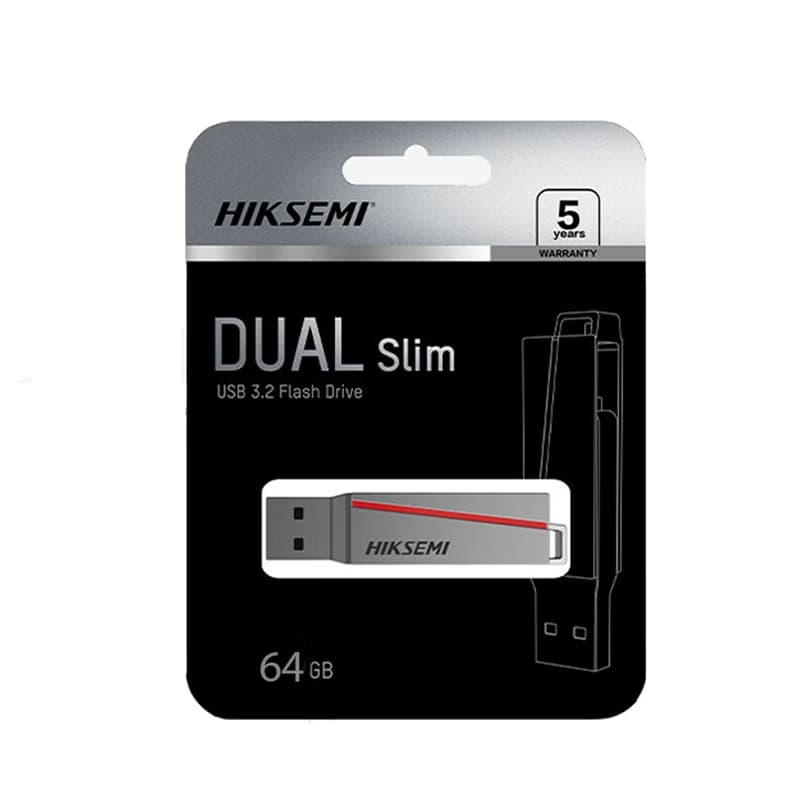 فلش مموری هایکسمی 64 گیگابایت USB3.2 مدل HS-E307C Dual Slim (خاکستری) — تصویر ۲