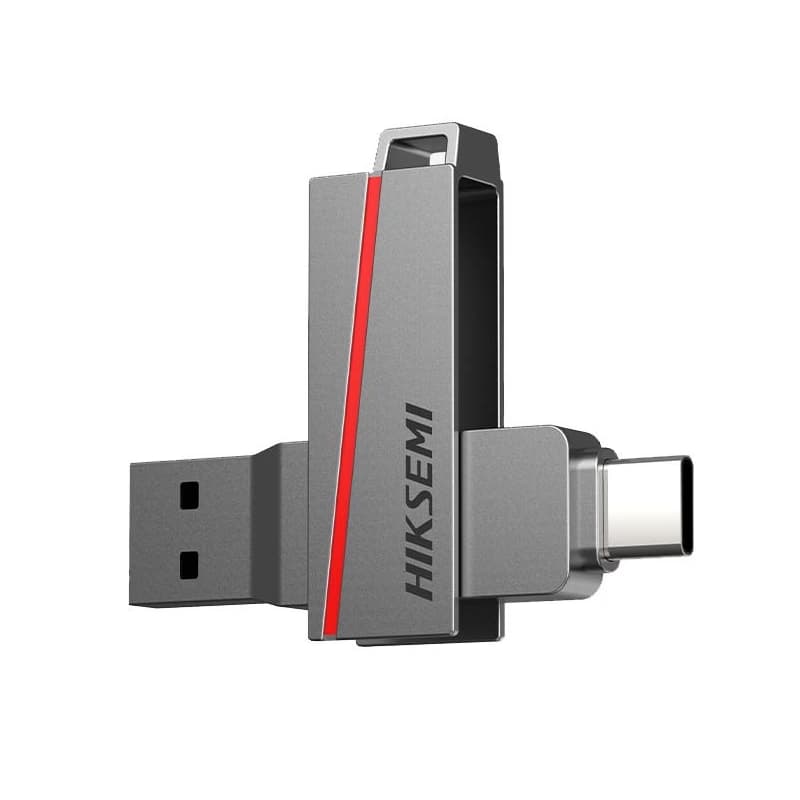 فلش مموری هایکسمی 64 گیگابایت USB3.2 مدل HS-E307C Dual Slim (خاکستری)