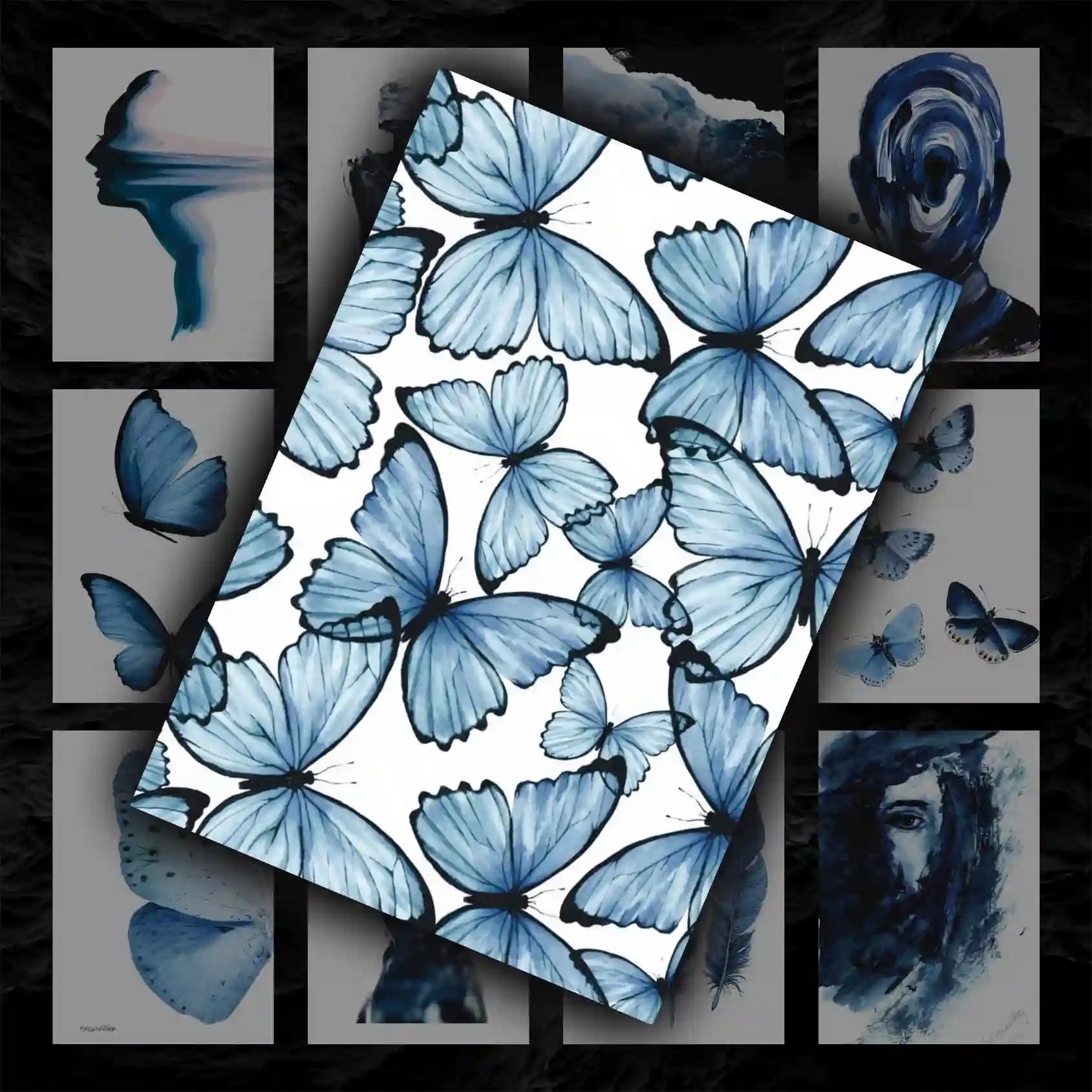 پک پوستر 12 عددی آبی و مینیمال 🦋💙