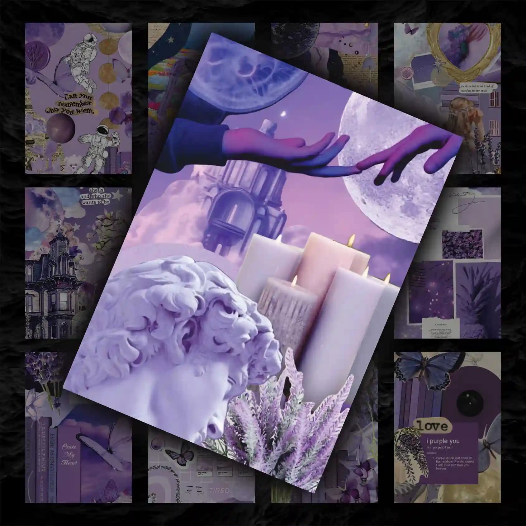پک 12 عددی پوستر وینتیج بنفش 💜