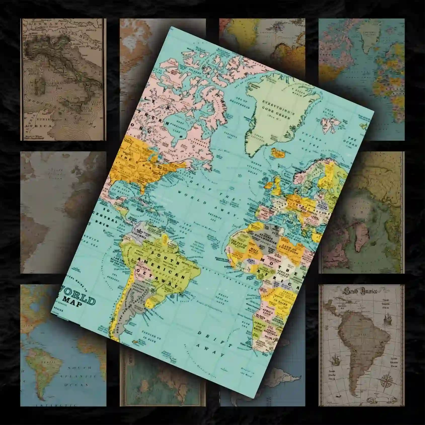 پک پوستر 12 عددی نقشه جهان | World Map 🌎