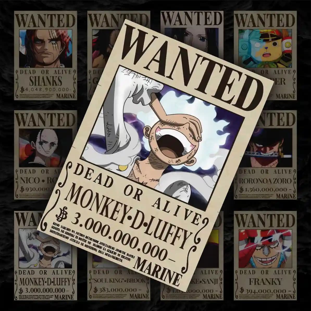 پک پوستر 12 عددی تحت تعیقیب وان پیس (1) | Wanted One piece