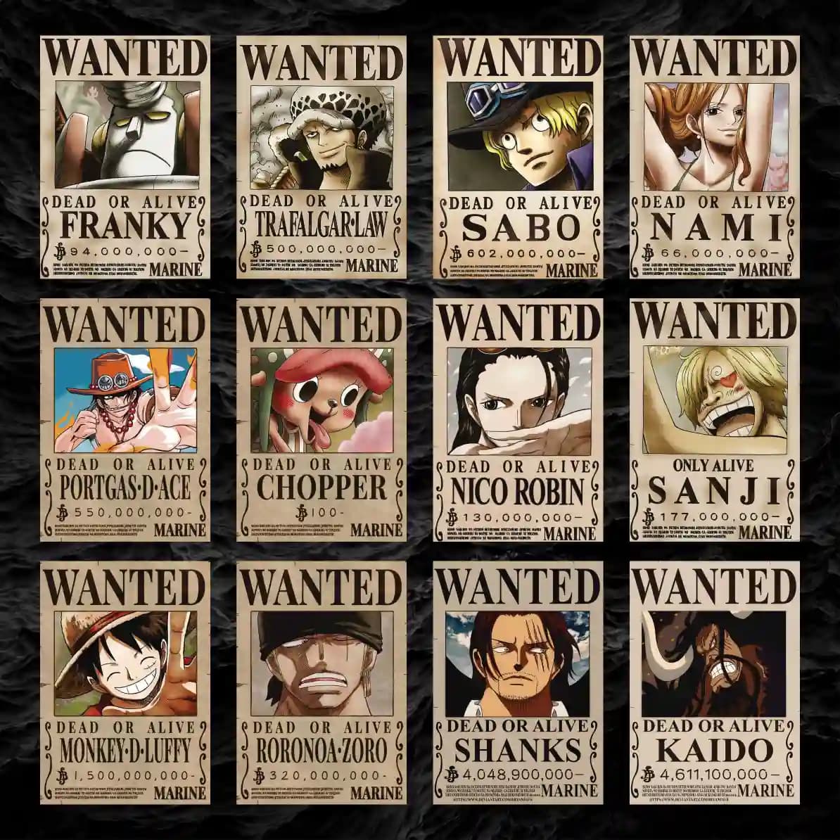 پک پوستر 12 عددی تحت تعیقیب وان پیس (2) | Wanted One piece — تصویر ۲