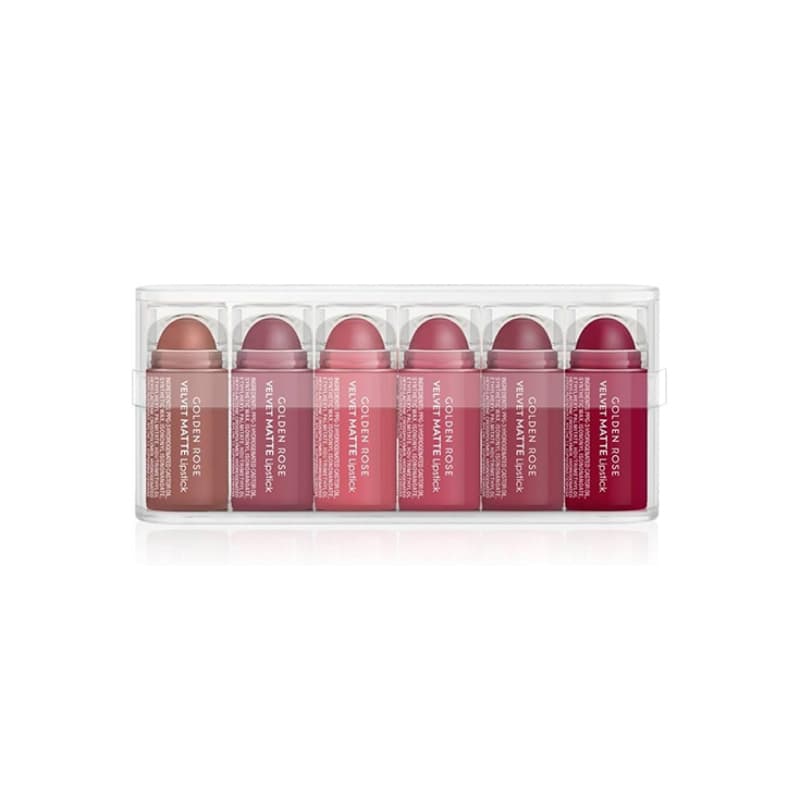 پک 6 عددی رژلب مینی گلدن رز مدل Velvet Matte Lipstick رنگ Mix 1 — تصویر ۲