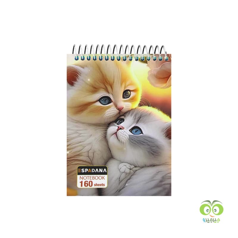 دفترچه یادداشت 160 برگ جلد سخت فنر بالا اسپادانا کد 162 طرح گربه
