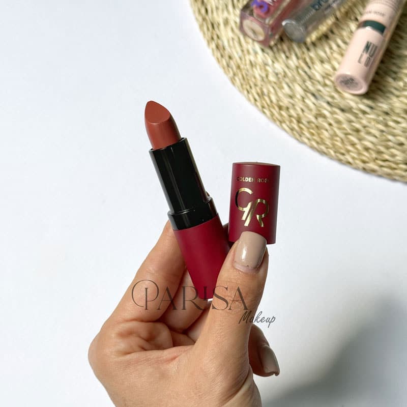 رژلب جامد گلدن رز مدل Velvet Matte کد 16 — تصویر ۲