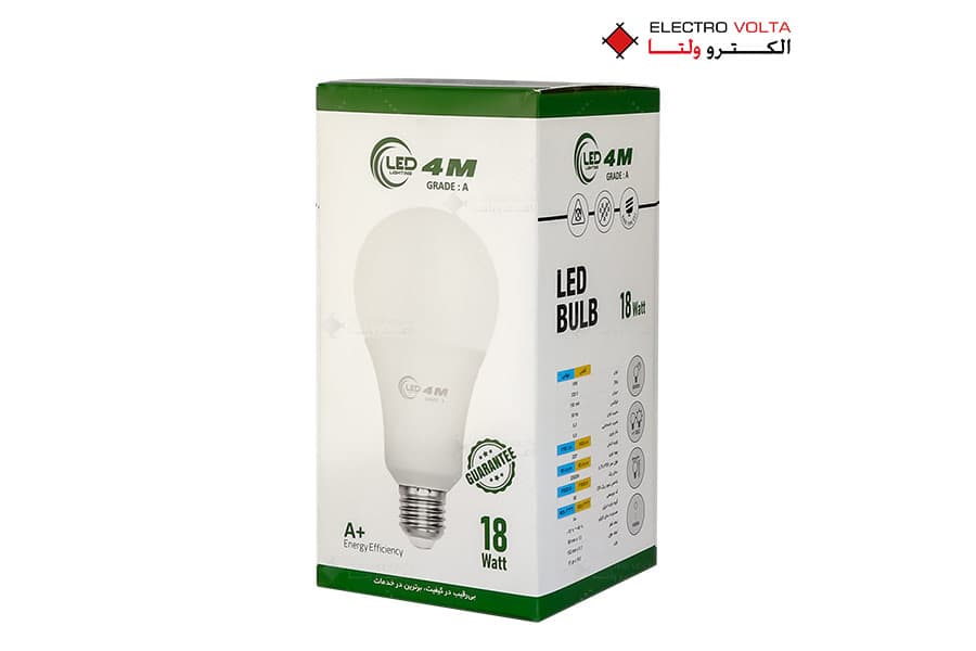 لامپ حبابی 18 وات LED 4M — تصویر ۶