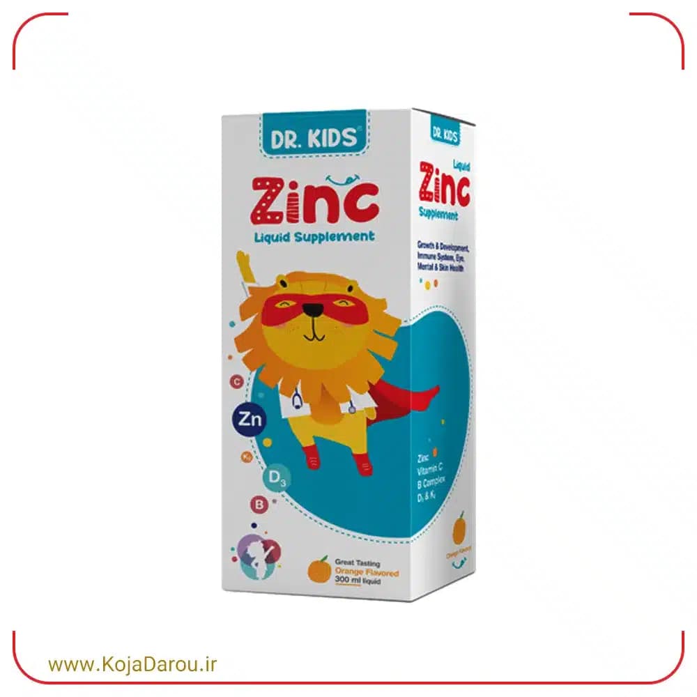 شربت زینک دکتر کیدز با طعم پرتقال Zinc حجم 300 میلی لیتر