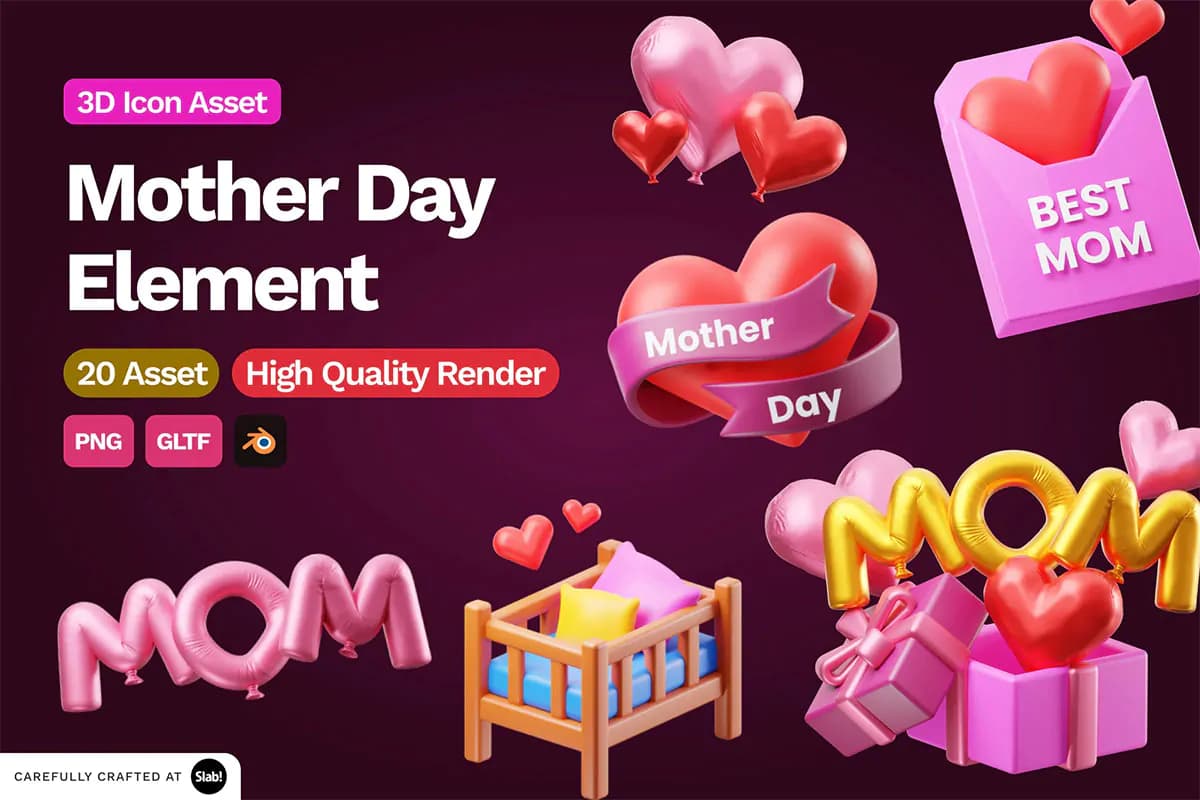20 آیکون روز مادر 3D
