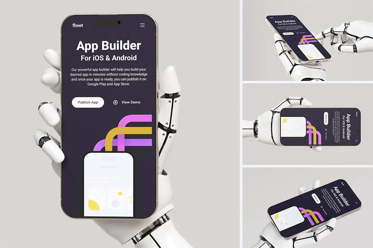 موکاپ موبایل دست ربات