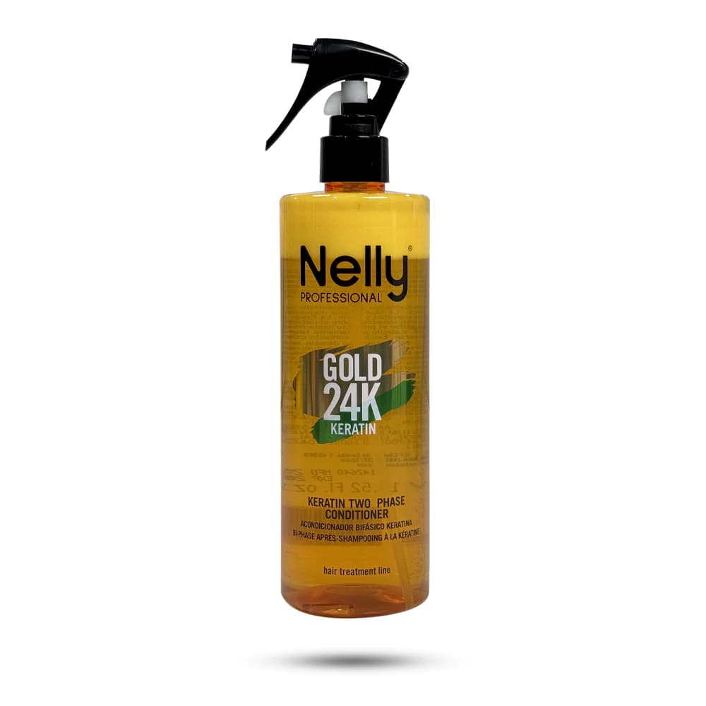 اسپری دو فاز کراتین گلد نلی Keratin Gold24 K ترمیم کننده مو حجم 400 میل