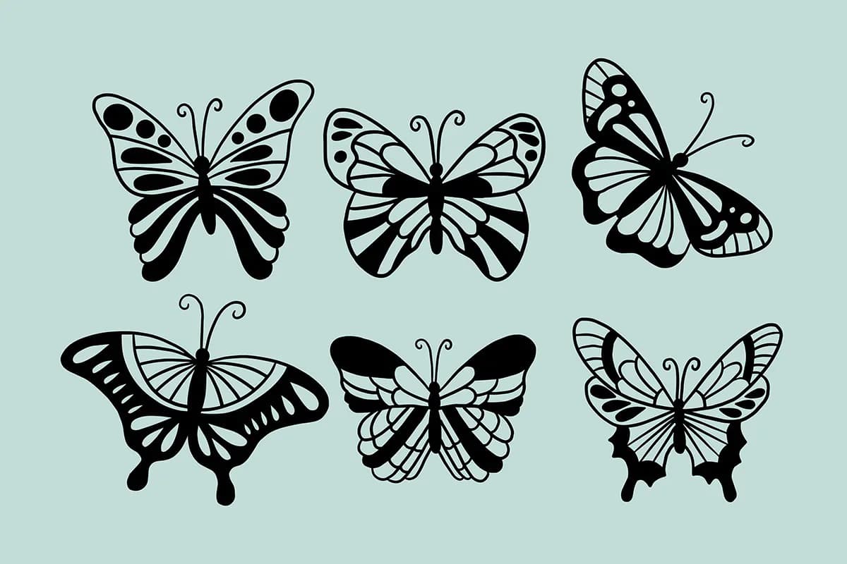 36 طرح وکتور پروانه Line Art — تصویر ۶