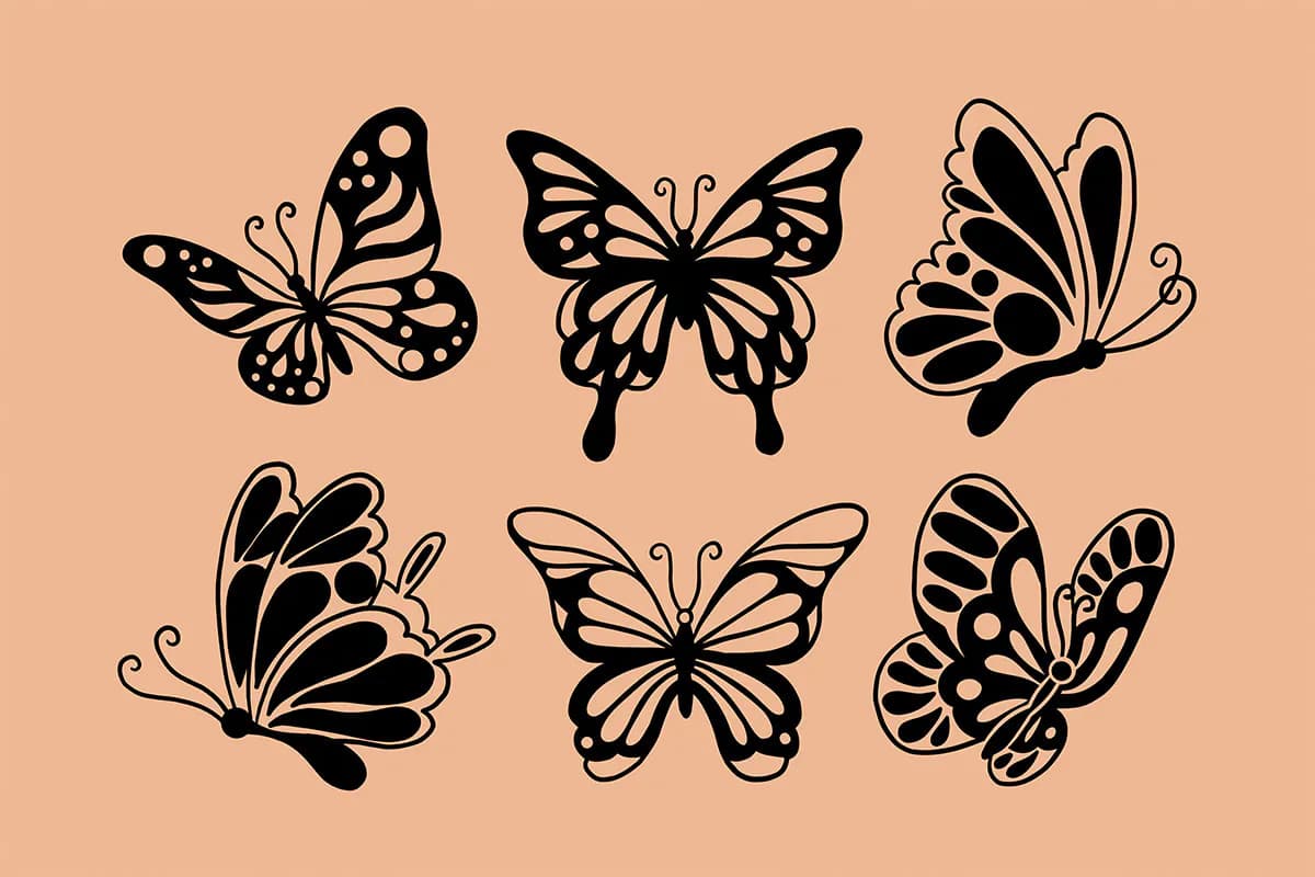 36 طرح وکتور پروانه Line Art — تصویر ۳