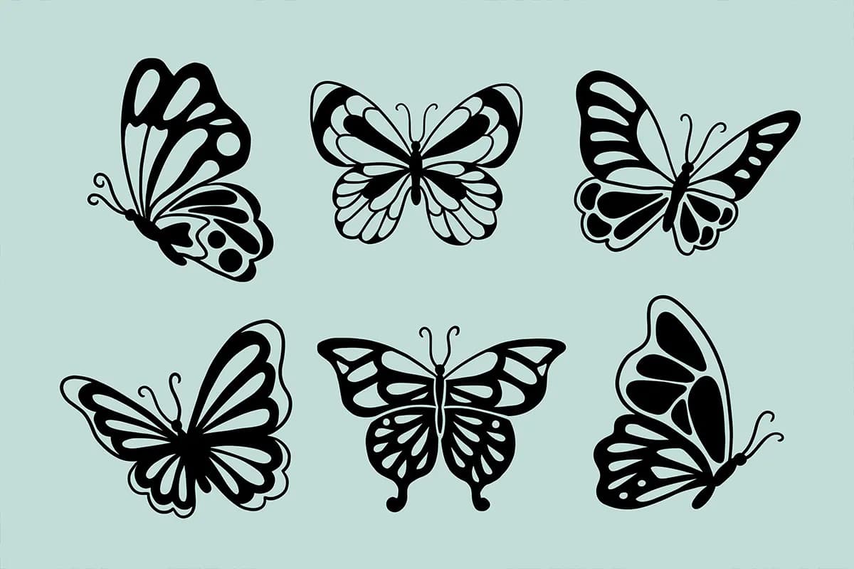 36 طرح وکتور پروانه Line Art — تصویر ۲