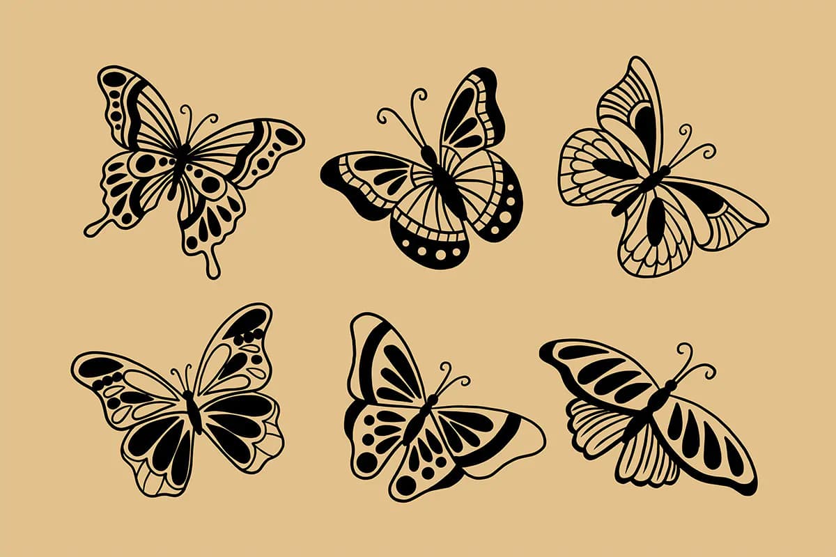 36 طرح وکتور پروانه Line Art — تصویر ۵