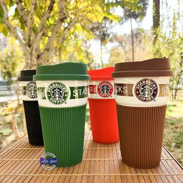 ماگ سرامیکی استارباکس با درب سیلیکونی