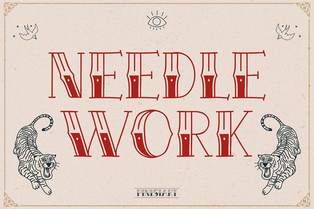فونت تتو Needlework