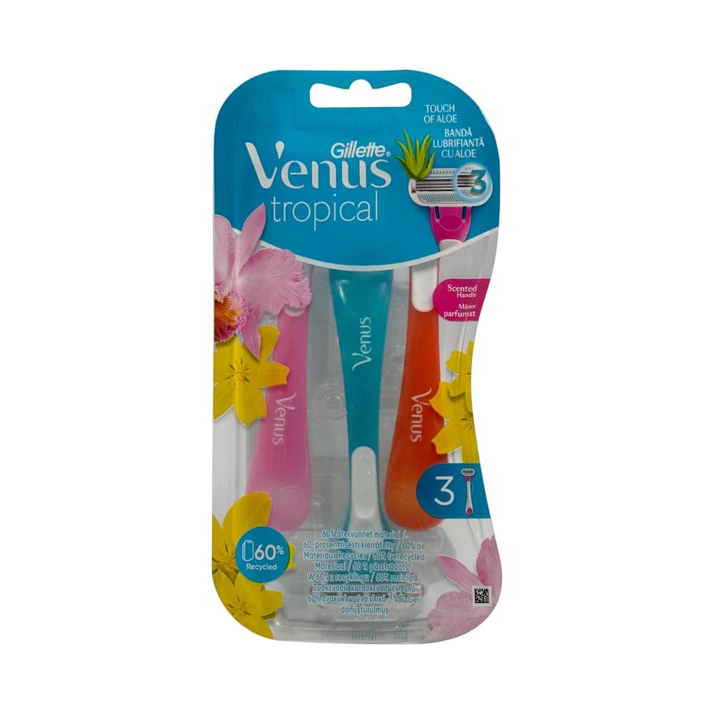خودتراش زنانه 3 تیغه ژیلت مدل Venus Tropical بسته 3 عددی