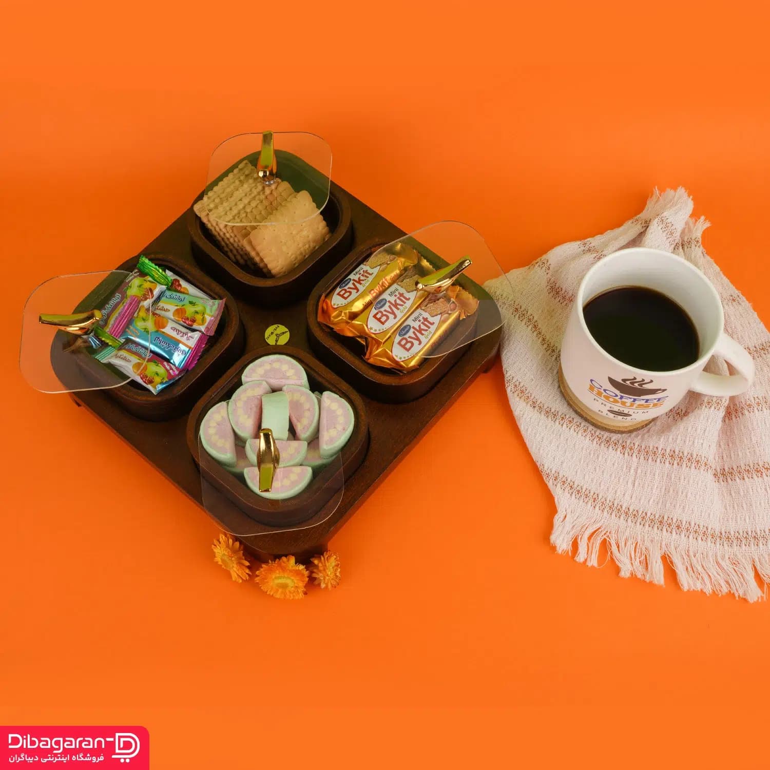 اردو خوری چوبی ایندو وود مدل چهار خانه کد 9940/4 — تصویر ۳