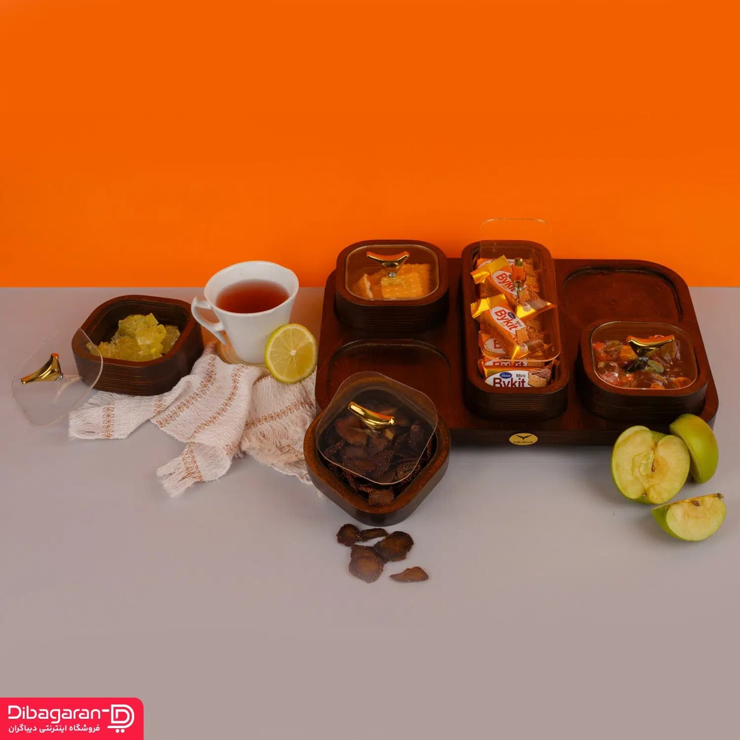 اردو خوری چوبی ایندو وود مدل پنج خانه کد 9940/55 — تصویر ۳
