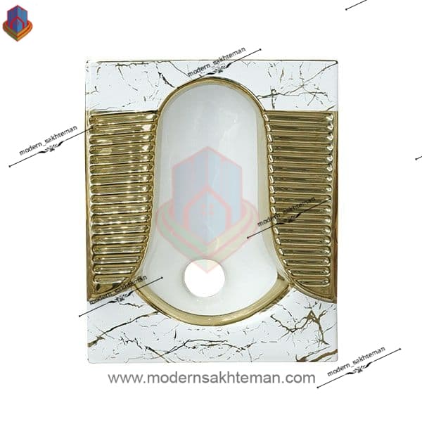 کاسه توالت زمینی لوکس سفید طلایی کد M_112