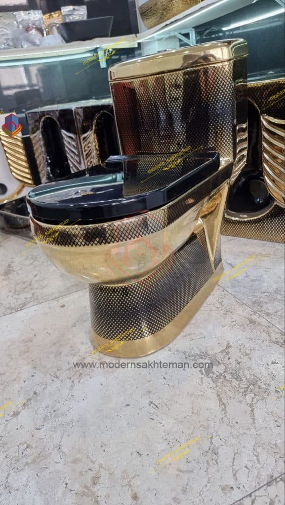 توالت فرنگی لوکس مشکی طلایی کد 3565 — تصویر ۵
