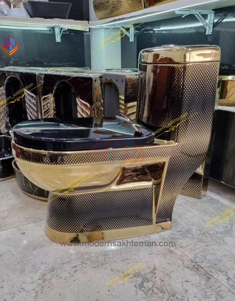 توالت فرنگی لوکس مشکی طلایی کد 3565 — تصویر ۲