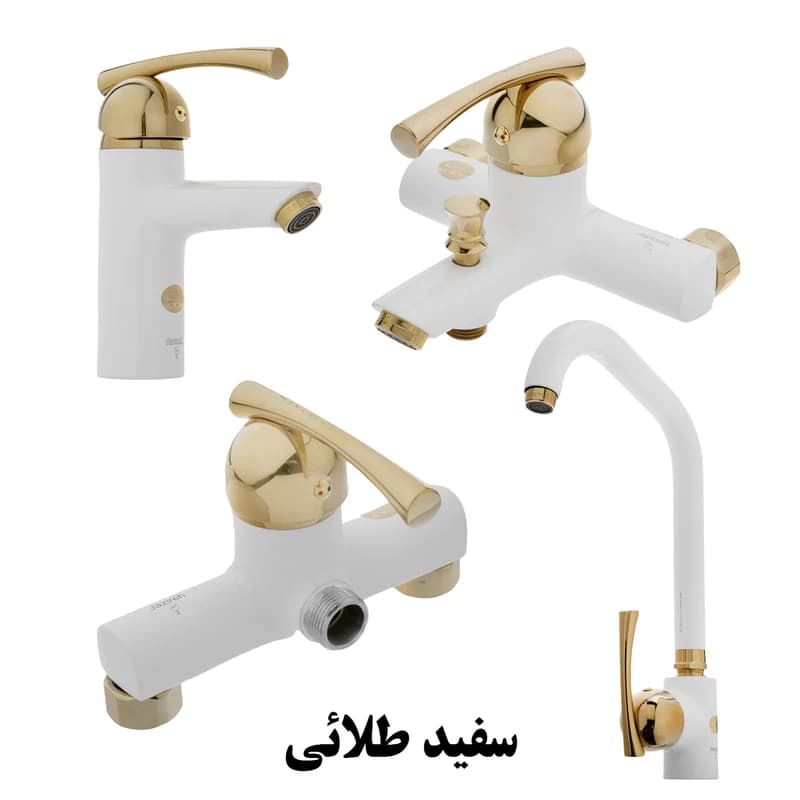 ست کامل شیرآلات جزیره مدل توسکا سفید طلایی