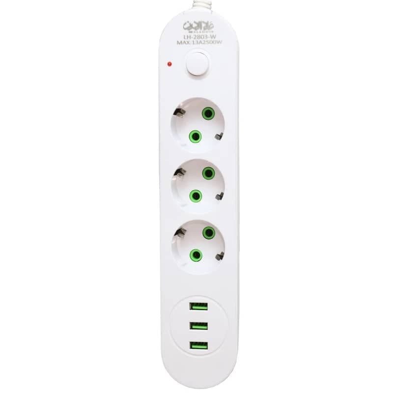سه خانه برق علاالدین مدل LH-2803 کابل 1.8 متر — تصویر ۲