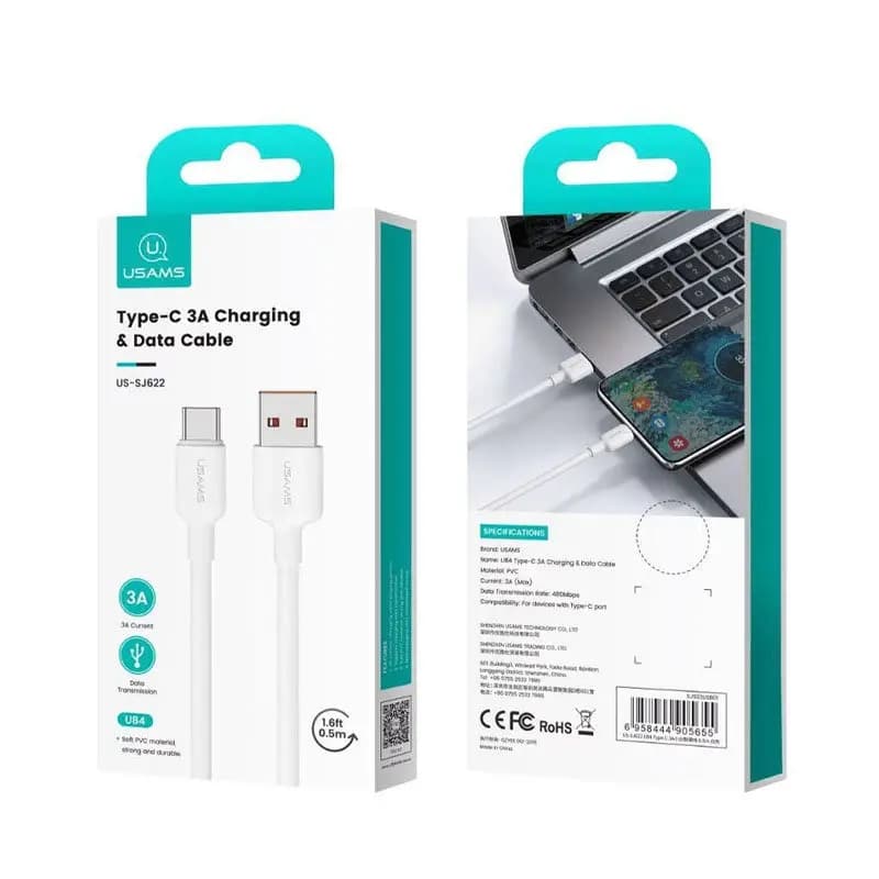 کابل شارژ USB-A to USB-C یوسمز مدل US-SJ622 با طول 50 سانتی‌متر — تصویر ۳