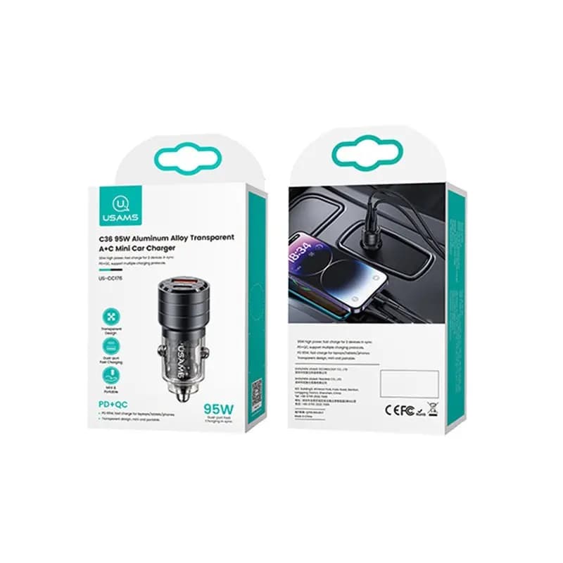 شارژر فندکی یوسمز مدل CC176 C36 A+C Mini Car Charger توان 95 وات — تصویر ۴