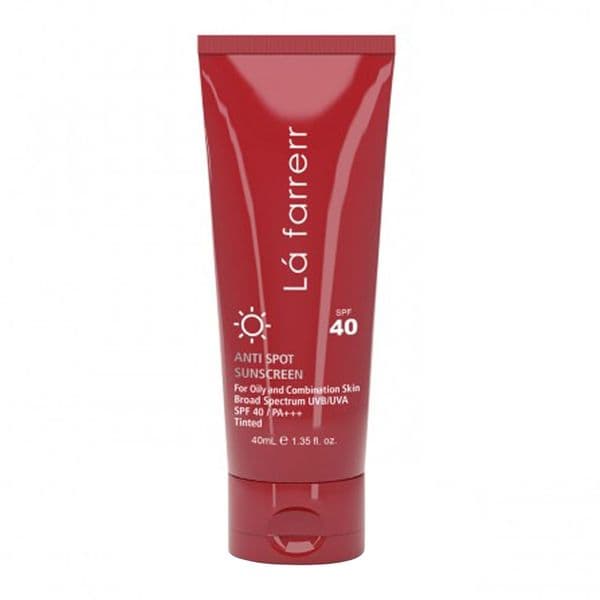 کرم ضد آفتاب و ضد لک رنگی spf40 لافارر مناسب پوست چرب و مستعد آکنه