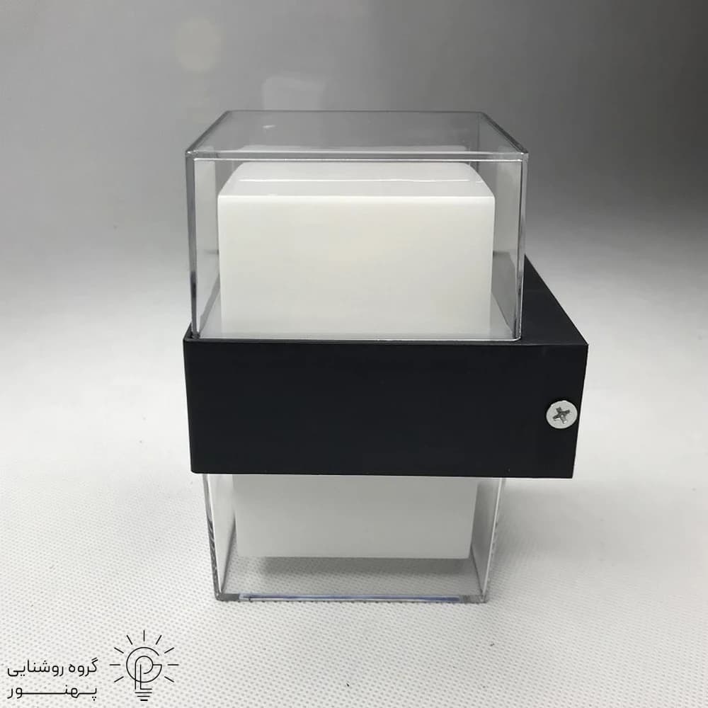 چراغ ديوارى مکعب مربع گلس دو طرف نور 12وات SMD بدنه الومینیوم کد 5121 — تصویر ۲