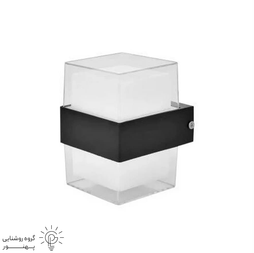 چراغ ديوارى مکعب مربع گلس دو طرف نور 12وات SMD بدنه الومینیوم کد 5121